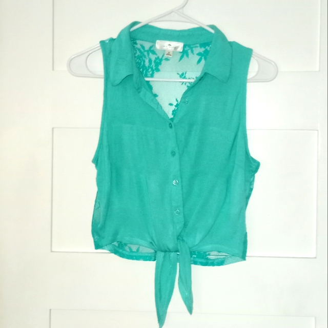 Iris Basic Teal Tie Front Tank